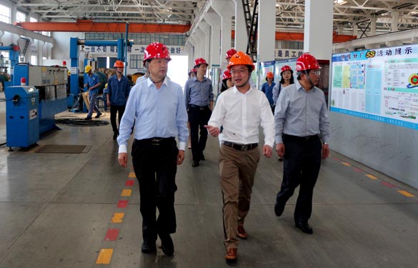 2016年5月6日，，，，，江苏省法制办主任于爱荣在集团总司理丁志鸿陪同下旅行生产现场