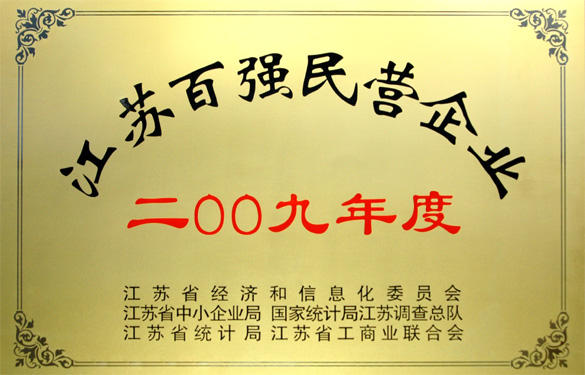 ag真人国际荣获2009年度“江苏百强民营企业”